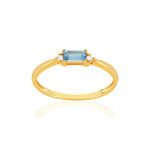 Bague or 375 jaune topaze bleue traitée diamants - vue 1