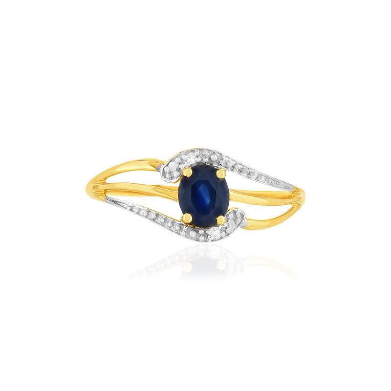 Gouden ring 375 gele saffier diamant - bekijk 3