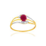 Bague or 375 jaune rubis diamants - vue 1