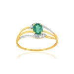 Bague or 375 2 tons émeraude diamant - vue 1