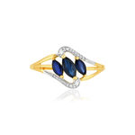 Bague or 375 jaune saphir diamant - vue 3