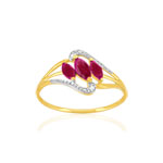 Bague or 375 jaune rubis diamants - vue 1