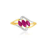 Gouden ring 375 gele robijn diamant - bekijk 3