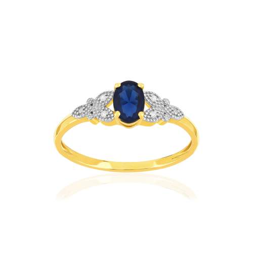 Bague or 375 2 tons saphir diamant