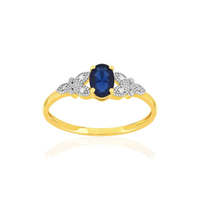 Bague or 375 2 tons saphir diamant - vue 1