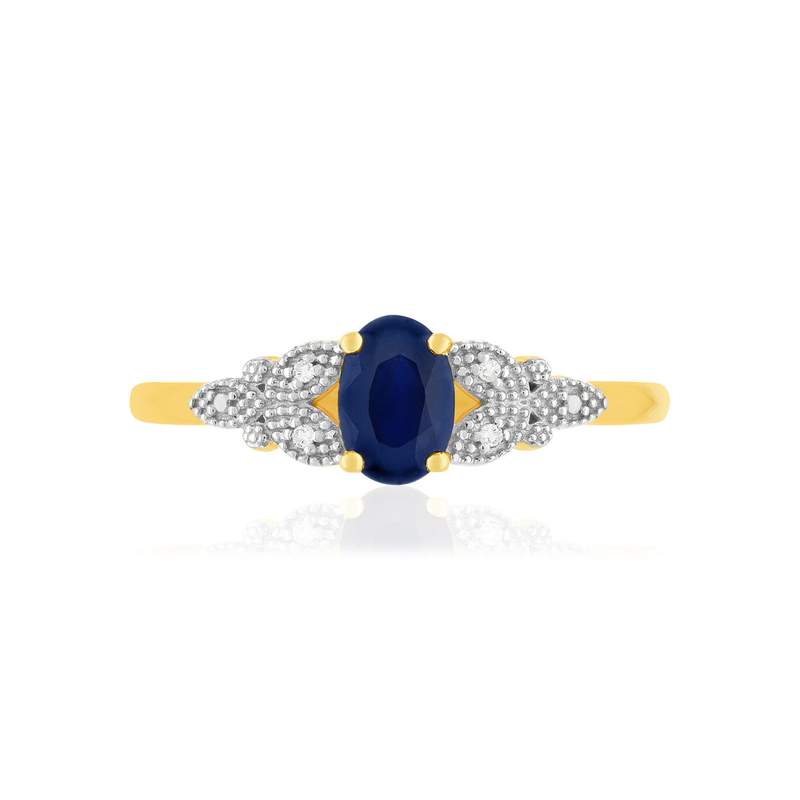 Bague or 375 2 tons saphir diamant - vue 3