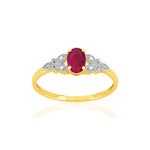 Bague or 375 2 tons rubis diamant - vue 1
