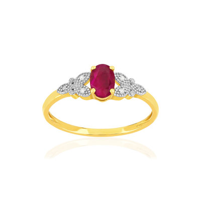 Bague or 375 2 tons rubis diamant