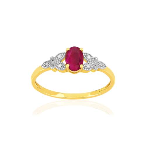 Bague or 375 2 tons rubis diamant