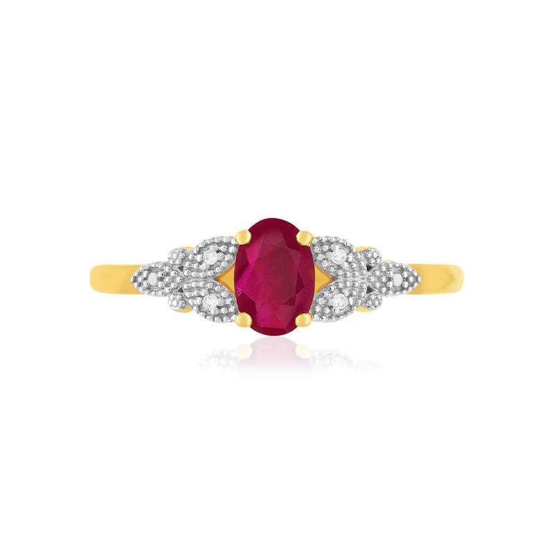 Bague or 375 2 tons rubis diamant - vue 3
