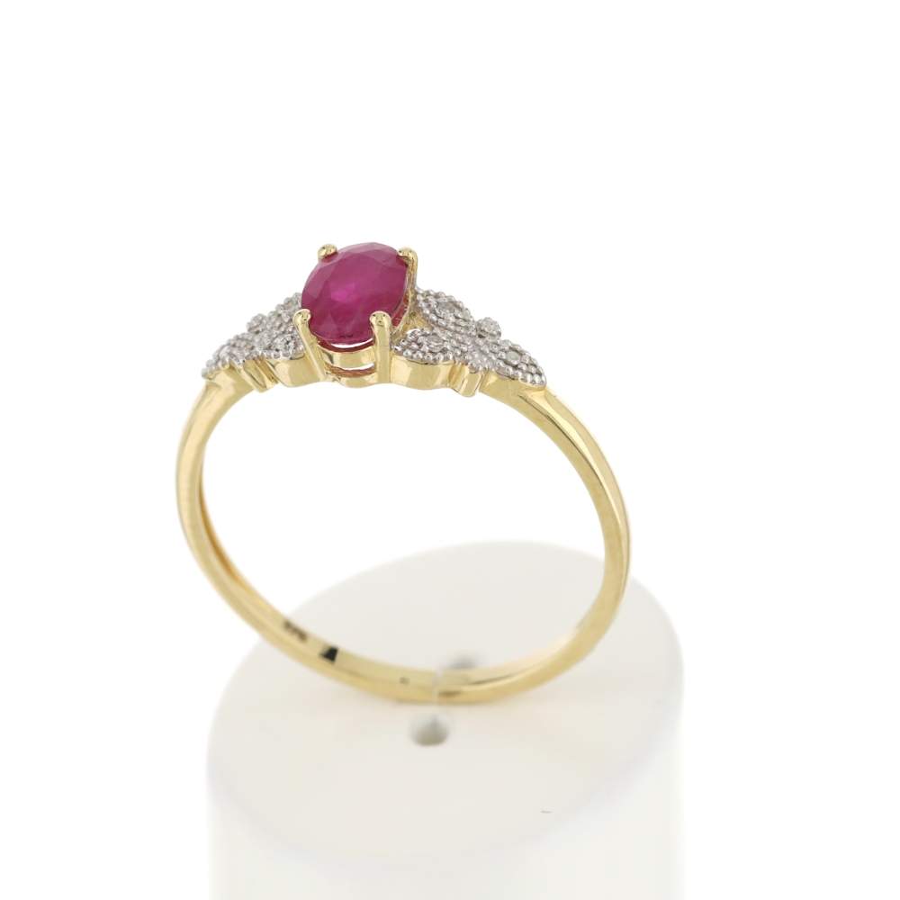 Bague or 375 2 tons rubis diamant - vue 2