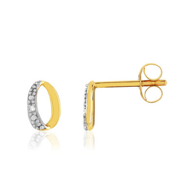 Boucles d'oreilles or 375 2 tons diamants - vue 1