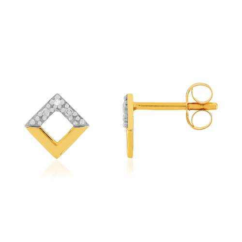 Boucles d'oreilles or 375 2 tons diamants