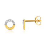 Boucles d'oreilles or 375 2 tons diamants - vue 1
