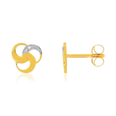 Boucles d'oreilles or 375 2 tons diamants - vue 1