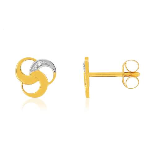 Boucles d'oreilles or 375 2 tons diamants