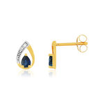 Boucles d'oreilles or 375 jaune saphir diamants - vue 1