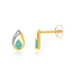 Boucles d'oreilles or 375 jaune émeraude diamants - vue 1