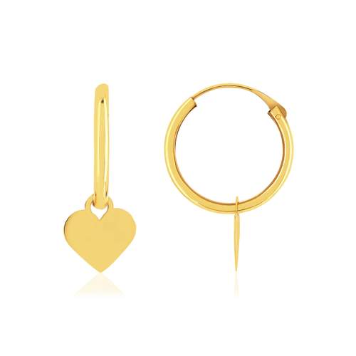 Boucles d'oreilles or 375 jaune coeur