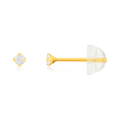 Boucles d'oreilles or 375 jaune zirconia blanc