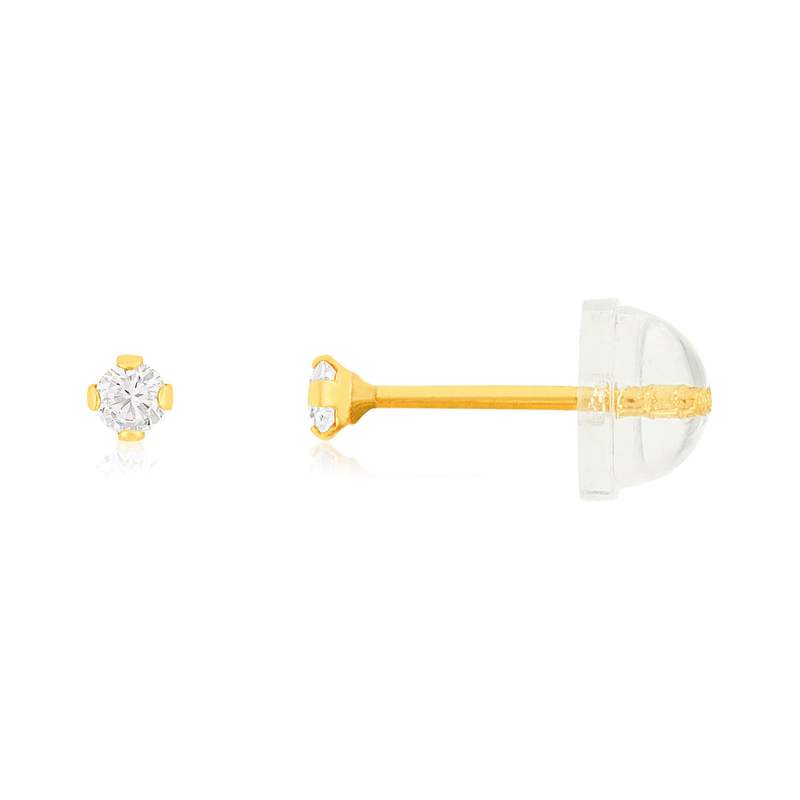 Boucles d'oreilles or 375 jaune zirconia blanc - vue 1
