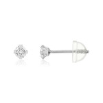 Boucles d'oreilles or 375 blanc zirconias blancs - vue 1