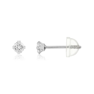 Boucles d'oreilles or 375 blanc zirconias blancs