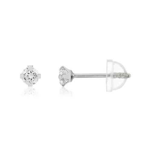 Boucles d'oreilles or 375 blanc zirconias blancs