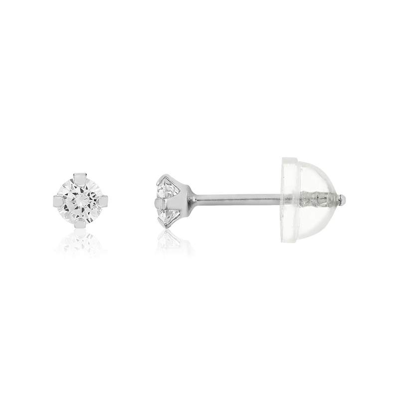 Boucles d'oreilles or 375 blanc zirconias blancs - vue 1