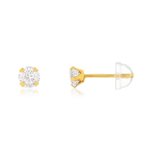 Boucles d'oreilles or 375 jaune zirconias blancs