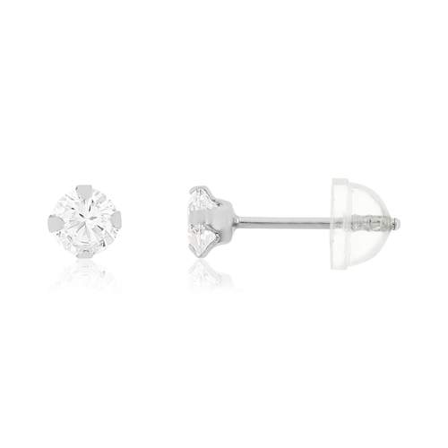 Boucles d'oreilles or 375 blanc zirconias blanc