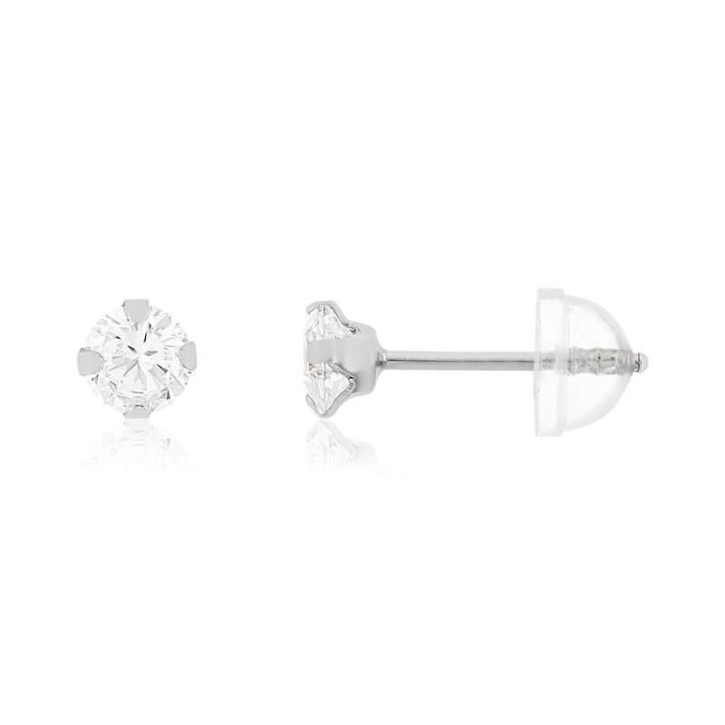 Boucles d'oreilles or 375 blanc zirconias blanc - vue 1
