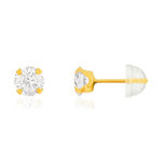 Boucles d'oreilles or 375 jaune zirconia blanc - vue 1