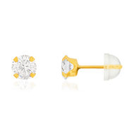 Boucles d'oreilles or 375 jaune zirconia blanc