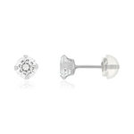 Boucles d'oreille or 375 blanc zirconias blancs - vue 1