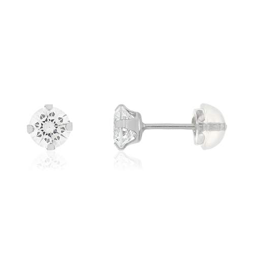 Boucles d'oreille or 375 blanc zirconias blancs
