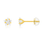 Boucles d'oreilles or 375 jaune zirconias blancs - vue 1
