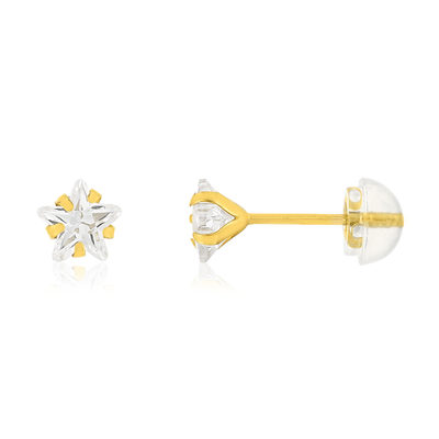 Boucles d'oreilles or 375 jaune zirconias blancs