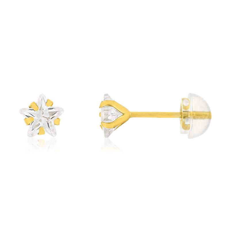 Boucles d'oreilles or 375 jaune zirconias blancs - vue 1