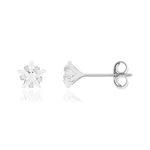 Boucles d'oreilles or 375 blanc zirconia blanc étoile - vue 1