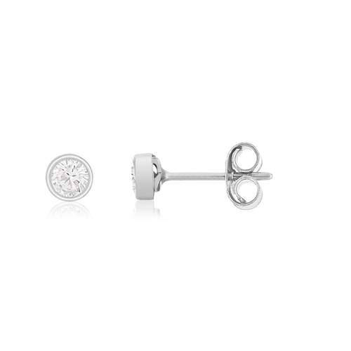 Boucles d'oreilles or 375 blanc zirconias blancs