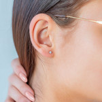 Boucles d'oreilles or 375 blanc zirconias blancs - vue porté 1