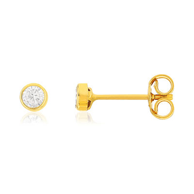 Boucles d'oreilles or 375 jaune zirconia blanc