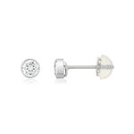 Boucles d'oreilles or 375 blanc zirconias blancs - vue 1
