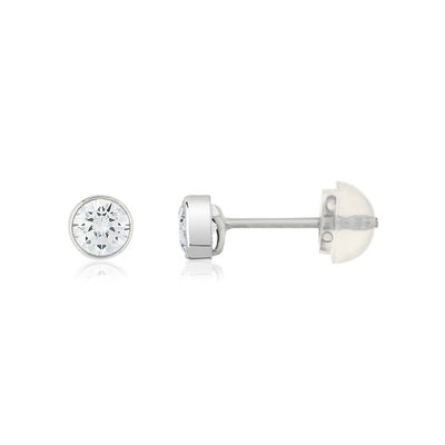 Boucles d'oreilles or 375 blanc zirconias blancs - vue 1