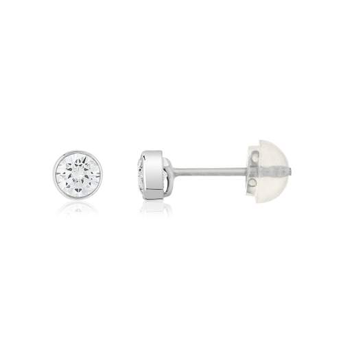 Boucles d'oreilles or 375 blanc zirconias blancs