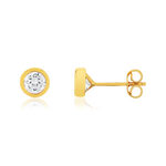 Boucles d'oreilles or 375 jaune zirconia blanc - vue 1