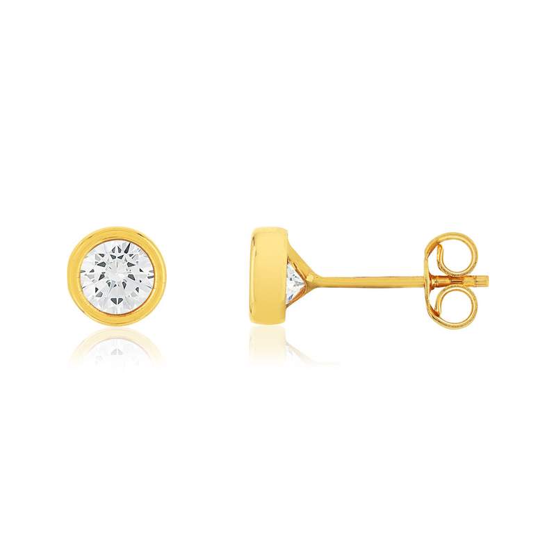 Boucles d'oreilles or 375 jaune zirconia blanc - vue 1
