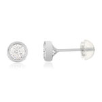 Boucles d'oreilles or 375 blanc zirconias blancs - vue 1