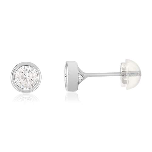 Boucles d'oreilles or 375 blanc zirconias blancs